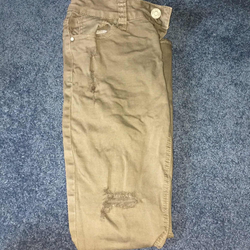 Army Green ripped skinny jeans